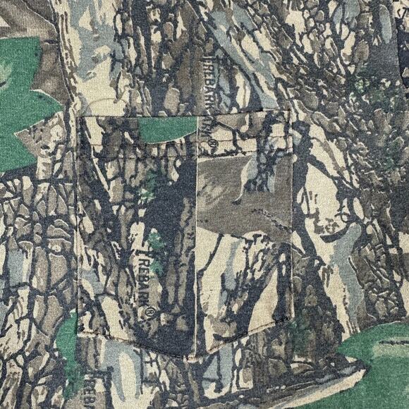 VINTAGE 80s Ace Sportswear Shirt Men's M Camo Long Sleeve Trebark Pocket USA - Picture 3 of 6